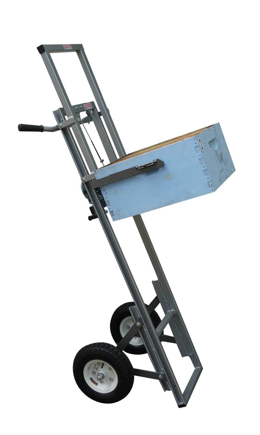 Manual beehive lifting equipment at a Langstroth hive
