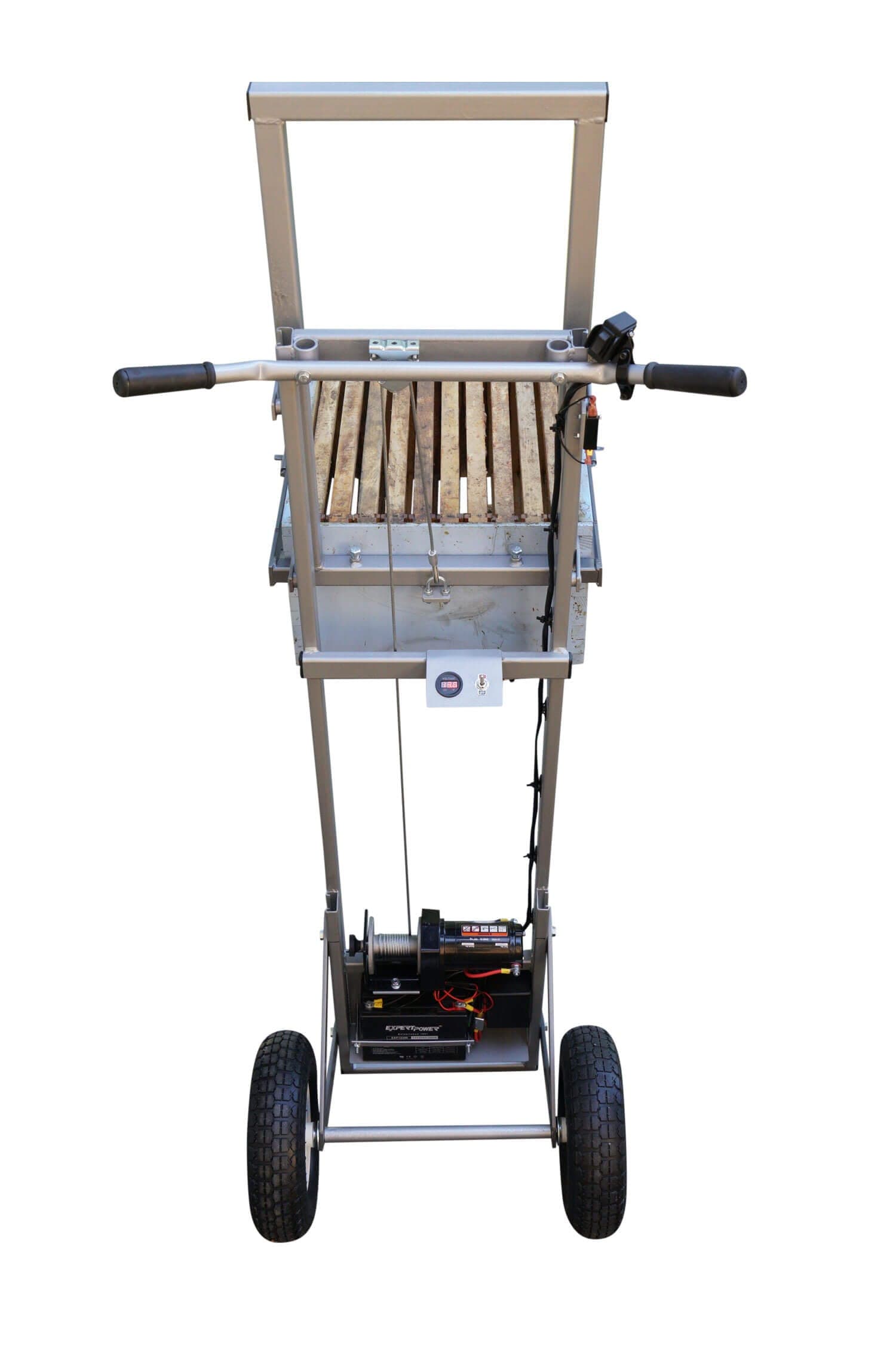 Extra-tall electric beehive lifter (Max), full front view, made in USA