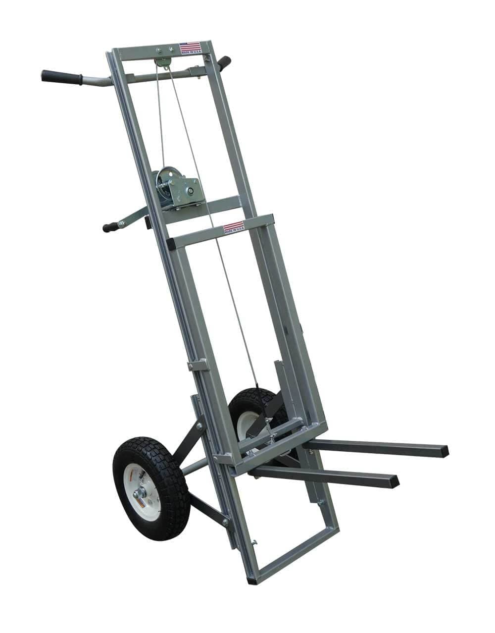 Beehive lifter with rails moving a hive